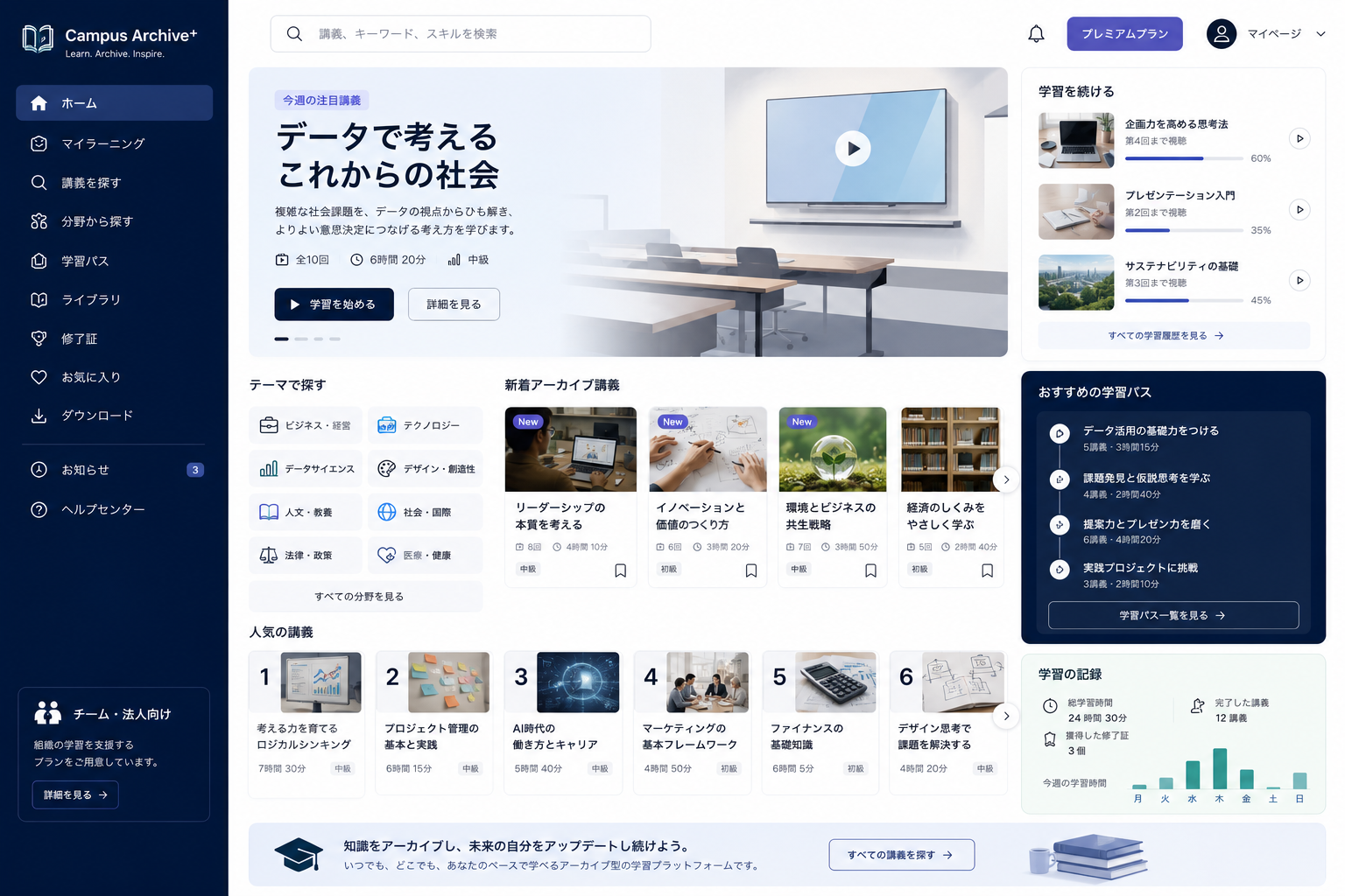 学習コンテンツ配信基盤の画面イメージ